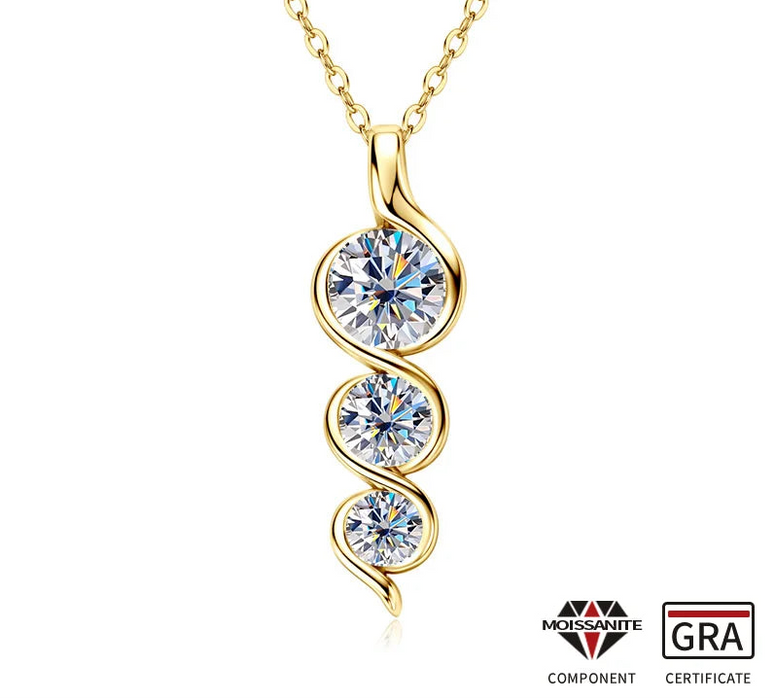 Twisted Round-Cut Moissanite Pendant Necklace in 925 Sterling Silver with Certificate