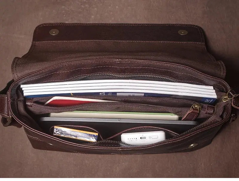 Vintage Leather Satchel Bag – Soft Men’s Crossbody Shoulder Bag SF