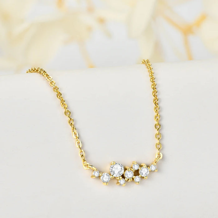 Moissanite Jewelry Set – 925 Sterling Silver Cluster Necklace & Ring