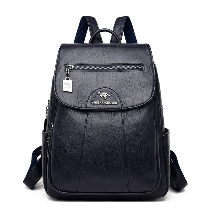 High-Quality Leather Backpack for Women – Large Capacity Travel & School Bag, Fashionable Mochila Shoulder Bag - Samanta Factory