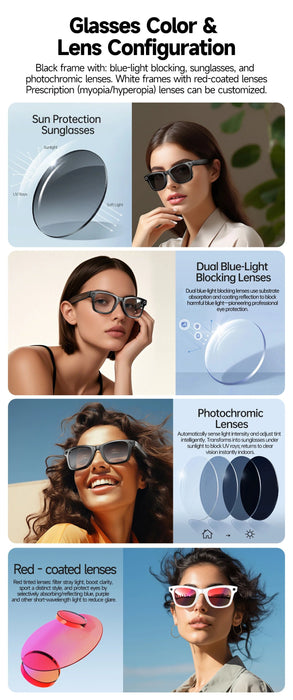 AI Smart Glasses with HD Camera & Translation – Color-Changing Bluetooth Calling Sunglasses SF
