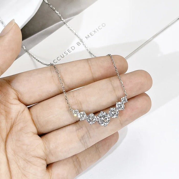 Moissanite Pendant Necklace – 7-Stone 925 Sterling Silver D-Color VVS1