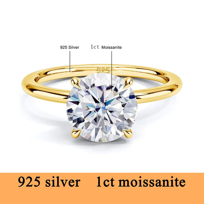 14K Gold Moissanite Ring – Certified Round-Cut Brilliance SF
