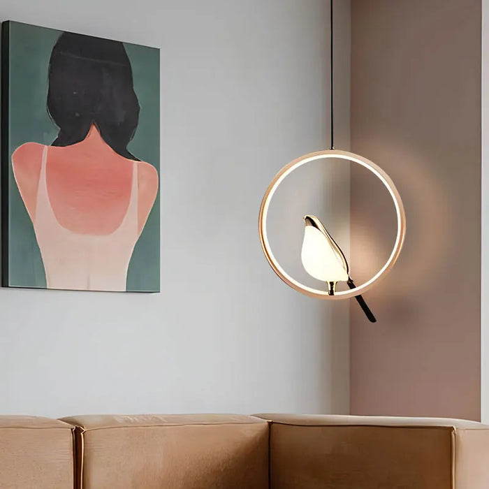 Bird Pendant Light – Modern Gold & Silver Hanging Lamp with Rotatable Magpie Design