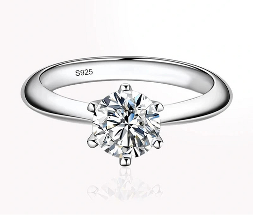 Classic Round D-Color VVS1 Moissanite Solitaire Ring in Sterling Silver