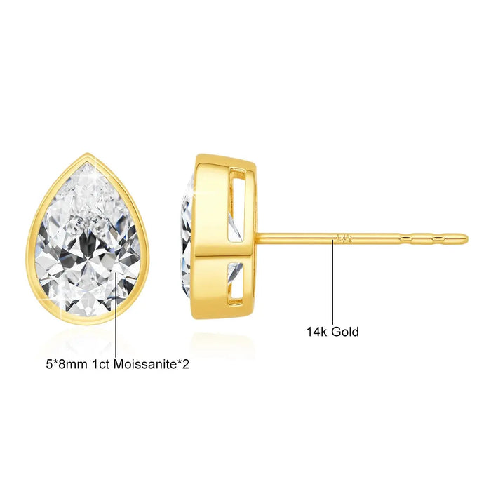 Luxury Bezel-Set Pear Moissanite Earrings for Wedding & Engagement Jewelry SF