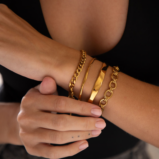 18k Gold Arm Stack Bracelet Set – Waterproof and Tarnish Resistant