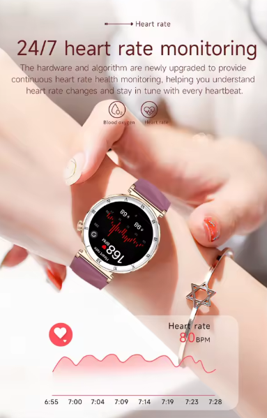 Women's Smart Watch – 1.19-Inch AMOLED Full Touch Screen & Sports Tracker