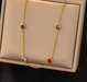 Gold Plated Sterling Silver Bracelet – Stackable with Multi-Coloured Stones - Samanta Factory