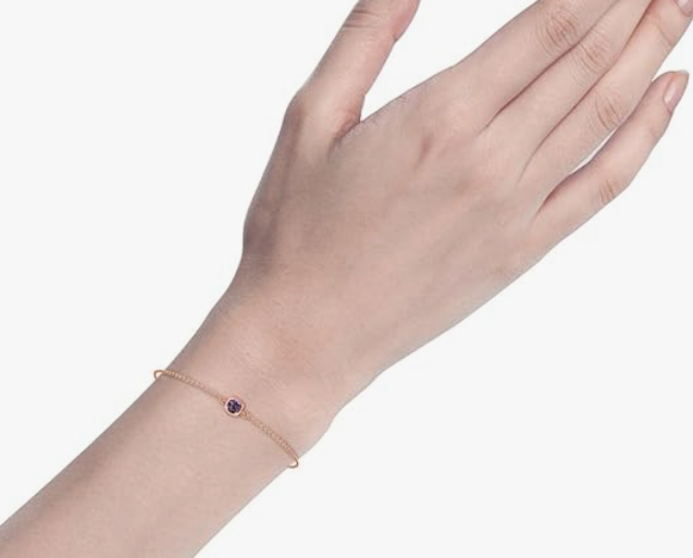 Gold-Plated Sterling Silver Stackable Bracelet with Purple Gemstone - Samanta Factory