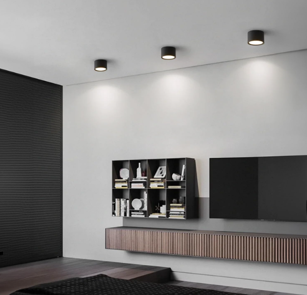 Ceiling Lamp – Modern Black Round Design with GU10 Socket - Samanta Factory