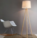 Wooden Tripod Floor Lamp – Mid-Century Modern Design with Foot Switch Control - Samanta Factory