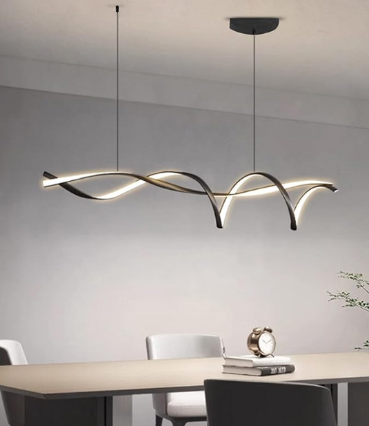 Modern LED Pendant Light – NEO Gleam Black Aluminum Chandelier with Remote Control - Samanta Factory