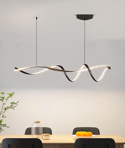 Modern LED Pendant Light – NEO Gleam Black Aluminum Chandelier with Remote Control - Samanta Factory