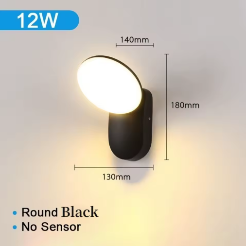 Outdoor LED Wall Lamp with PIR Motion Sensor – Waterproof IP65 12W Aluminum Light for Porch & Garden - Samanta Factory