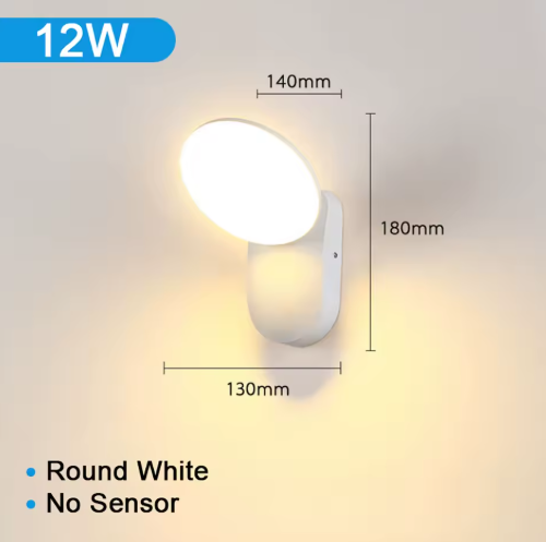 Outdoor LED Wall Lamp with PIR Motion Sensor – Waterproof IP65 12W Aluminum Light for Porch & Garden - Samanta Factory