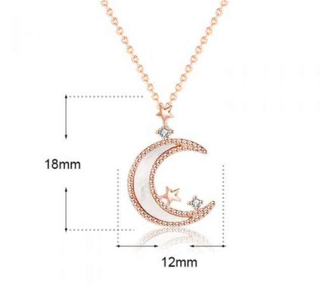 Cubic Moon Star Necklace – Elegant 18k Gold, Silver & Rose Gold Vermeil