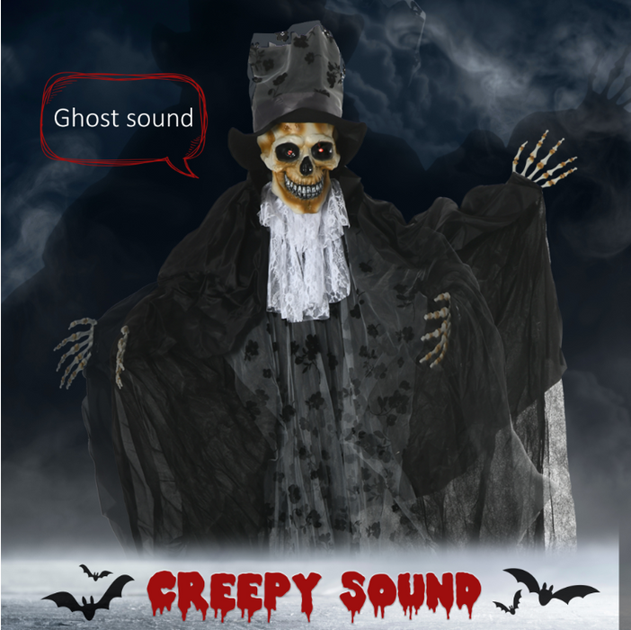Animated Halloween Prop – Motion Sensor with Red Glowing Eyes and Sound Effects - Samanta Factory