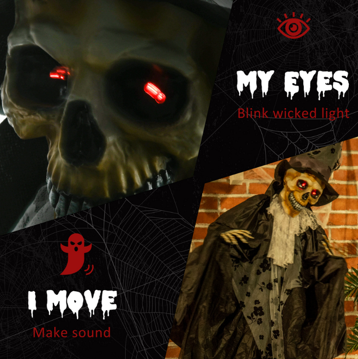 Animated Halloween Prop – Motion Sensor with Red Glowing Eyes and Sound Effects - Samanta Factory