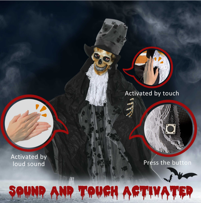 Animated Halloween Prop – Motion Sensor with Red Glowing Eyes and Sound Effects - Samanta Factory