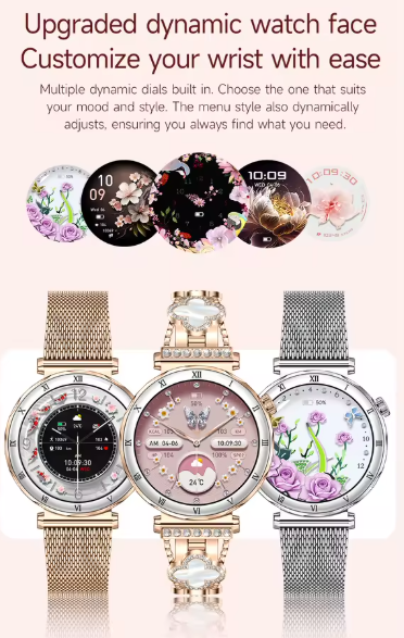 Women's Smart Watch – 1.19-Inch AMOLED Full Touch Screen & Sports Tracker