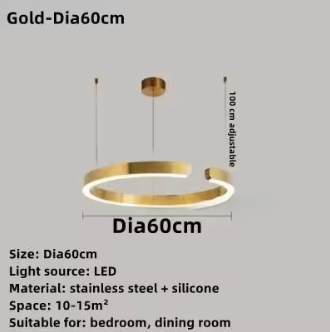 C Ring LED Pendant Light – Dimmable Nordic Hanging Lamp for Dining & Bedroom Spaces
