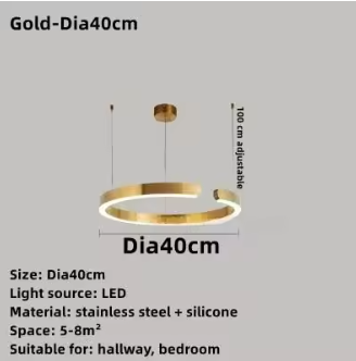C Ring LED Pendant Light – Dimmable Nordic Hanging Lamp for Dining & Bedroom Spaces