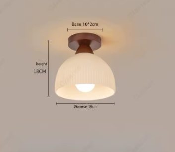 Modern LED Ceiling Light – Wooden & Glass Fixture for Home Lighting