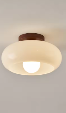 Modern LED Ceiling Light – Wooden & Glass Fixture for Home Lighting