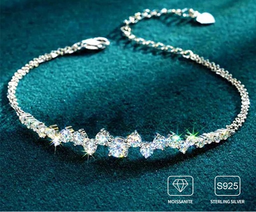 Adjustable 925 silver moissanite bracelet with D-color VVS1 stones