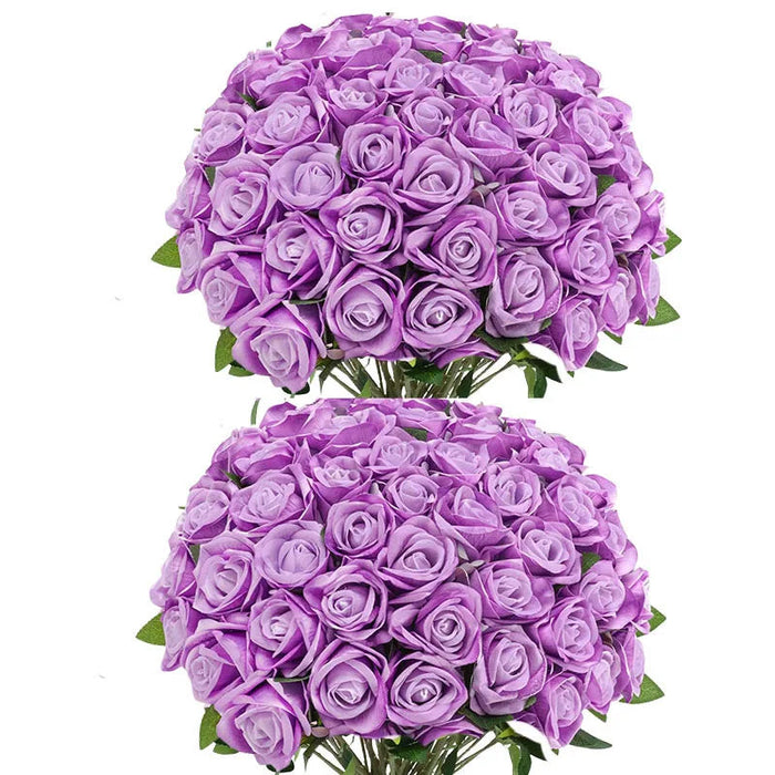 Velvet Artificial Roses – Real Touch 50PCS Bouquet for DIY & Decor Samanta Factory