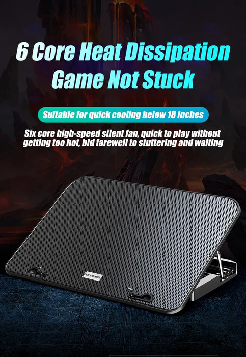 Laptop Cooling Pad – 6-Fan Ultra-Quiet Airflow for 13–18" Notebook