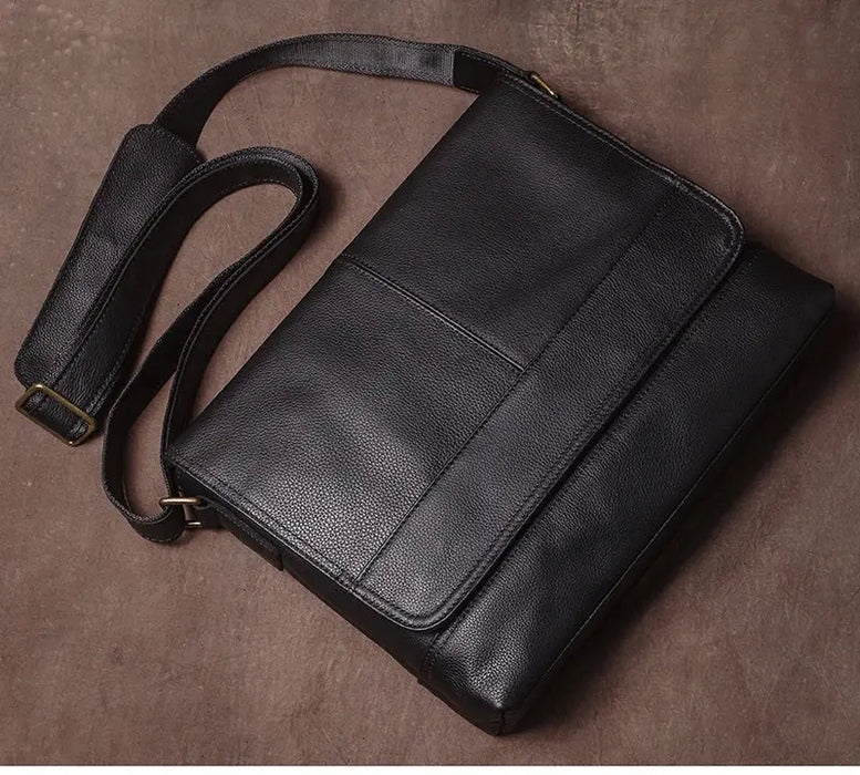 Vintage Leather Satchel Bag – Soft Men’s Crossbody Shoulder Bag SF