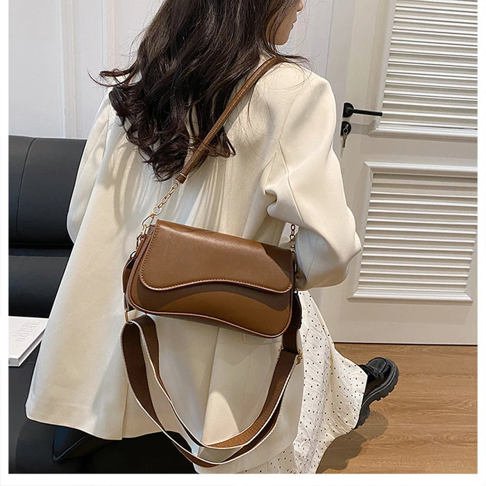 Women’s PU Saddle Bag – Stylish Hasp Closure & Interior Zipper Pocket - Samanta Factory