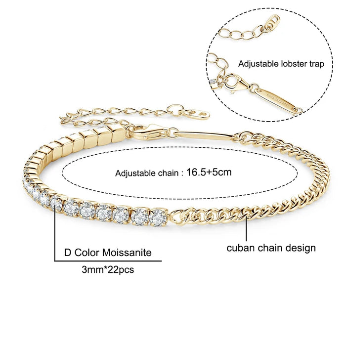 Moissanite Tennis Bracelet – 925 Sterling Silver with Certificate - Samanta Factory