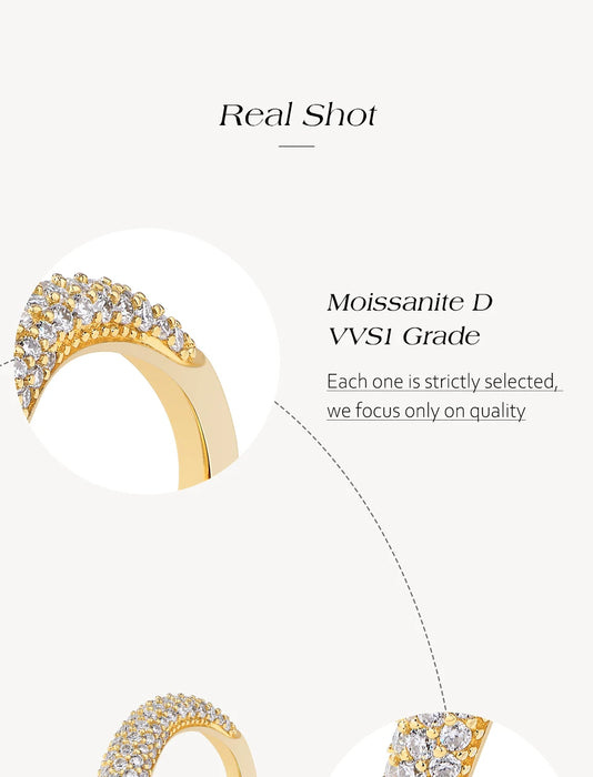 S925 Moissanite Ring – D-Color VVS1 Wavy Band