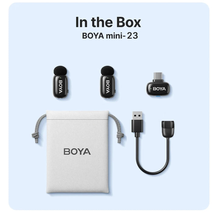 BOYA Mini Wireless Microphone – 2.4GHz Lavalier Mic with Charging Case for iPhone & Android