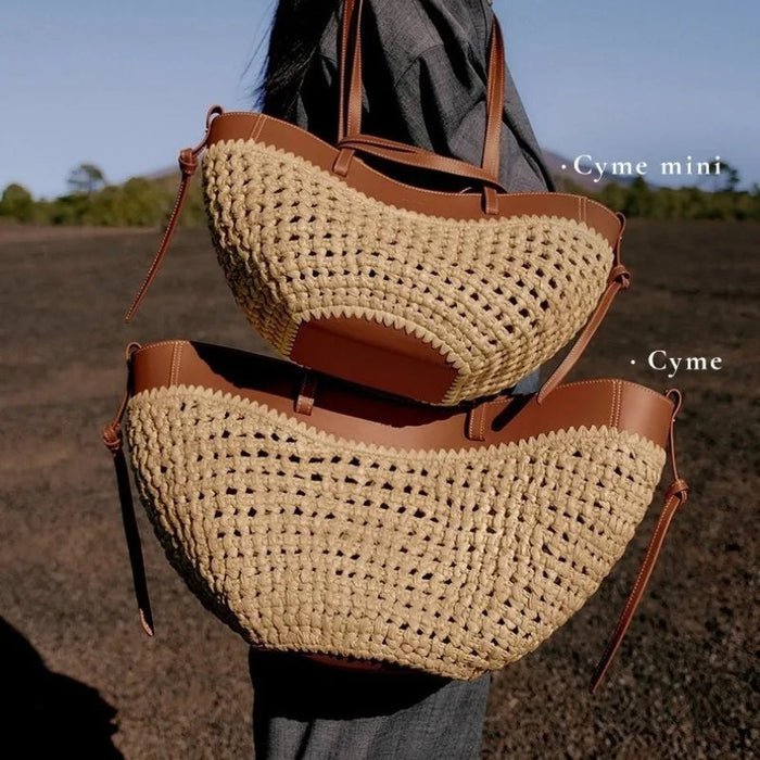 Women's Woven Straw Tote Bag – Large Capacity Beach Handbag & Casual Shoulder Bag SF