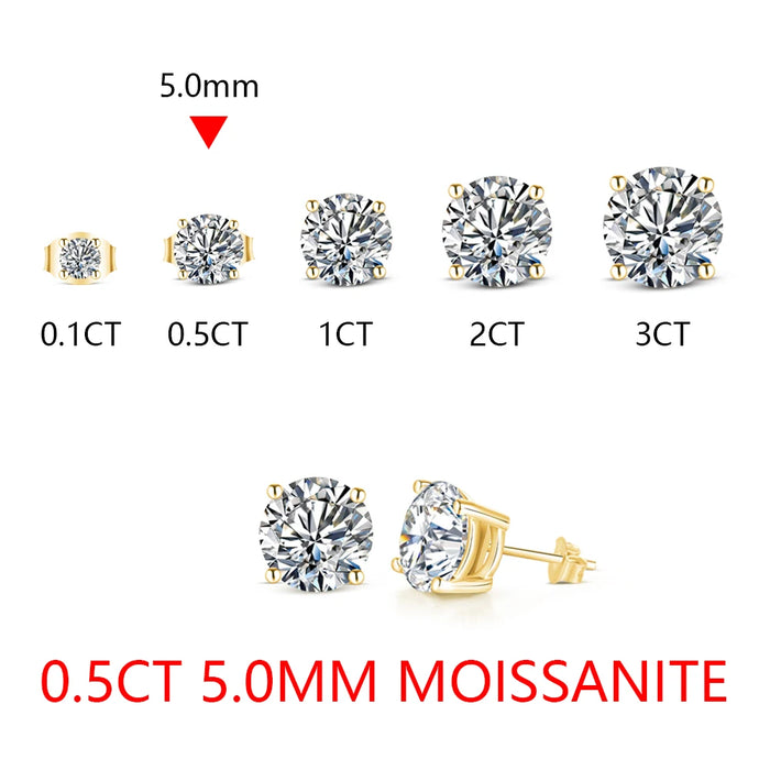 Moissanite Stud Earrings – 2ct D-Color Round Cut