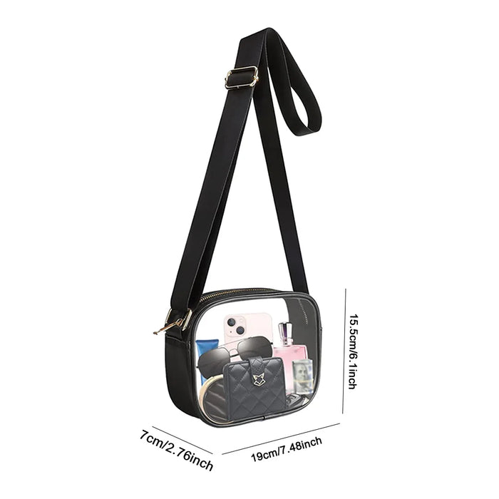 Clear PVC Crossbody Bag for Women – Transparent Square Shoulder Bag for Concerts & Travel
