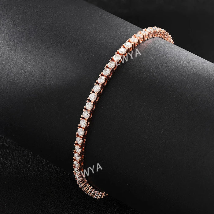 EWYA D Color Moissanite Tennis Bracelet 925 Silver 18K Gold - Samanta Factory