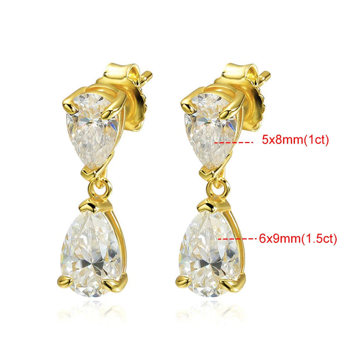 Moissanite Drop Earrings in 925 Sterling Silver | GRA Certified D Color VVS1 SF