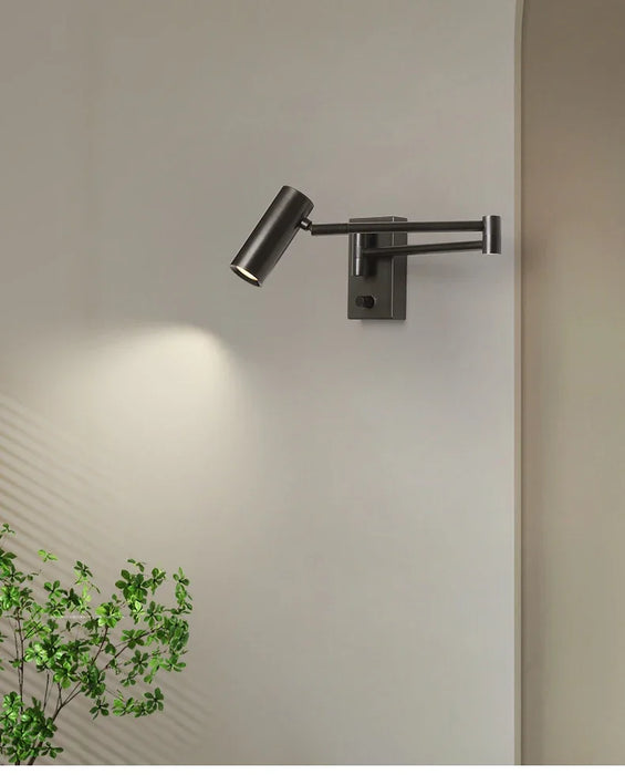 Modern Wall Lamp with Dimmable Switch – Rocker Arm Retractable LED Reading Light - Samanta Factory