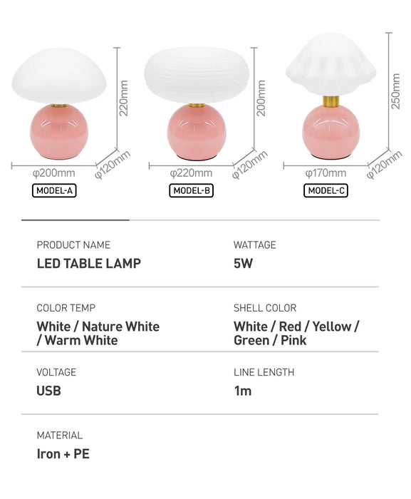Modern LED Table Lamp – Dimmable Frosted Glass Shade - Samanta Factory