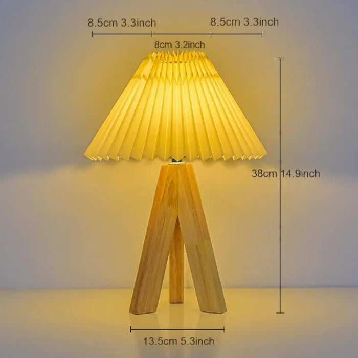 Wooden Tripod Floor Lamp – Hand-Knitted Fabric Shade with E26 Dimmable LED