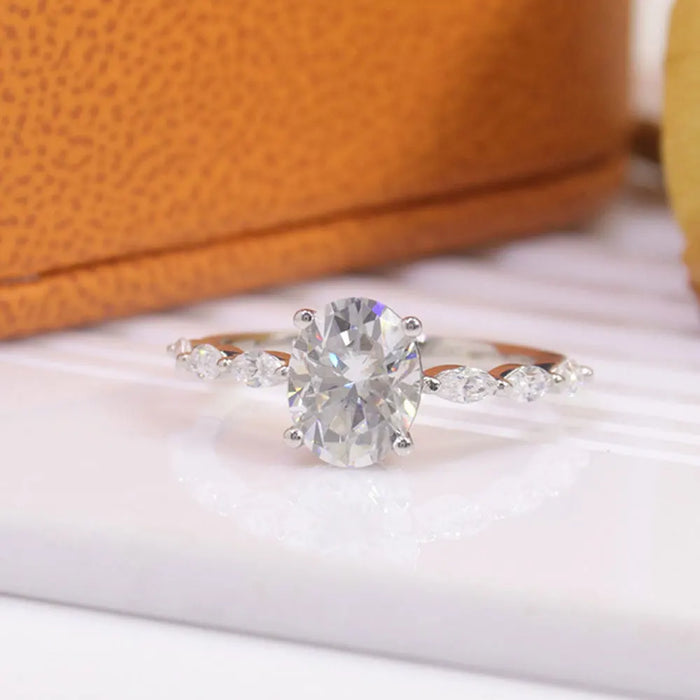 Moissanite Wedding Band – 2ct Oval Cut S925 Silver, Diamond-Tested