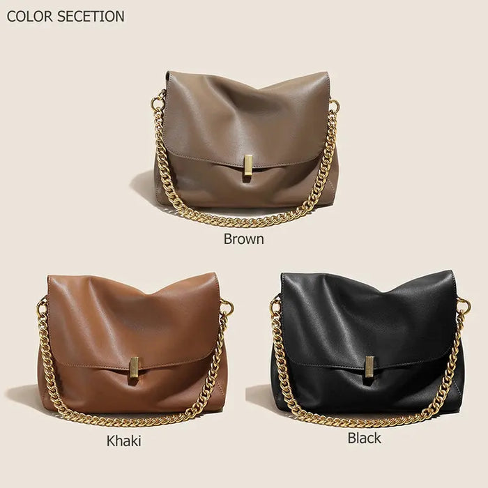 Leather Shoulder Bag - Soft Cowhide Crossbody Style SF