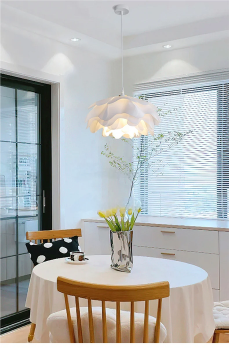 Nordic Pine Cone Pendant Light – White Hand-Knitted Metal Chandelier - Samanta Factory