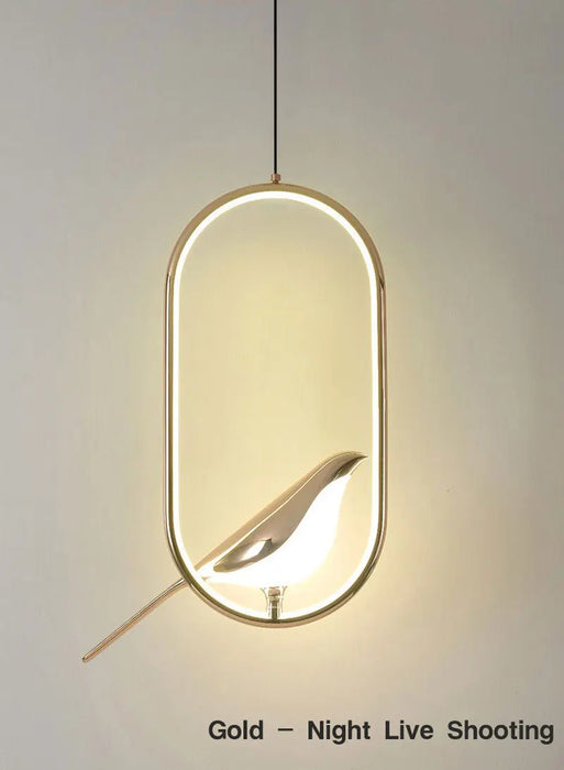 Bird Pendant Light – Modern Gold & Silver Hanging Lamp with Rotatable Magpie Design