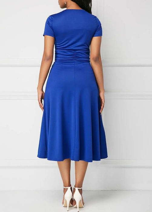 A-Line Casual Midi Dress – High Stretch Polyester for All-Day Comfort